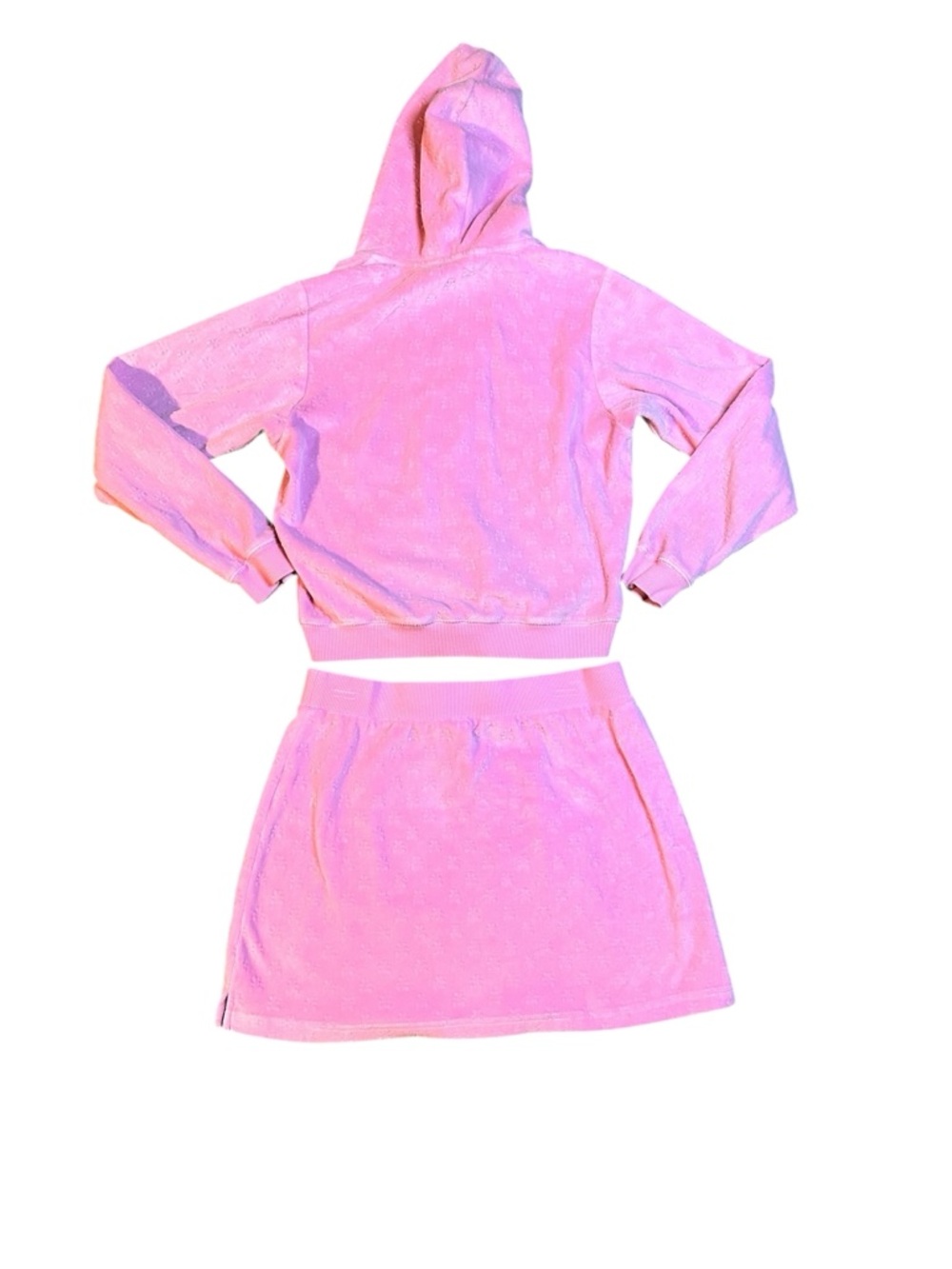 Teddy Fresh Pink Velour Hoodie & Skirt Set S/M - Picture 4 of 6